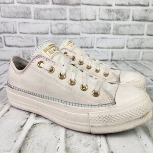 Converse CTAS Crafted Stitch Lift Platform Women's Sz 8.5 White Canva Low Sneake